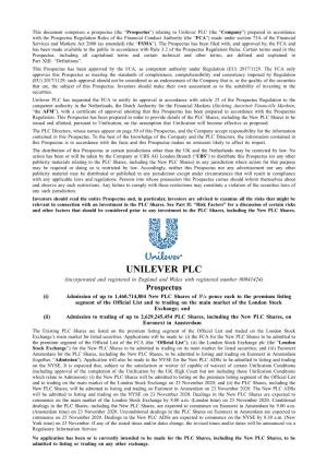 Unilever PLC Prospectus