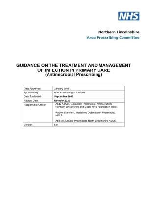 GUIDANCE on the TREATMENT and MANAGEMENT of INFECTION in PRIMARY CARE (Antimicrobial Prescribing)