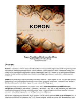Koron: Traditional Instruments of Iran an Impact Soundworks Library Instrument V1.00