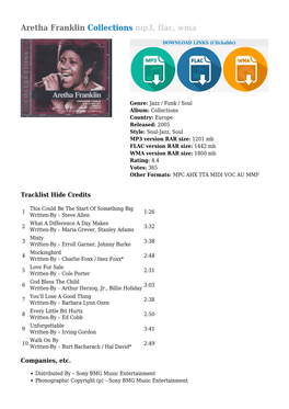 Aretha Franklin Collections Mp3, Flac, Wma