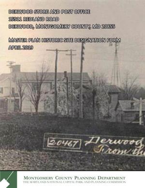 Derwood Store and Post Office Designation Report