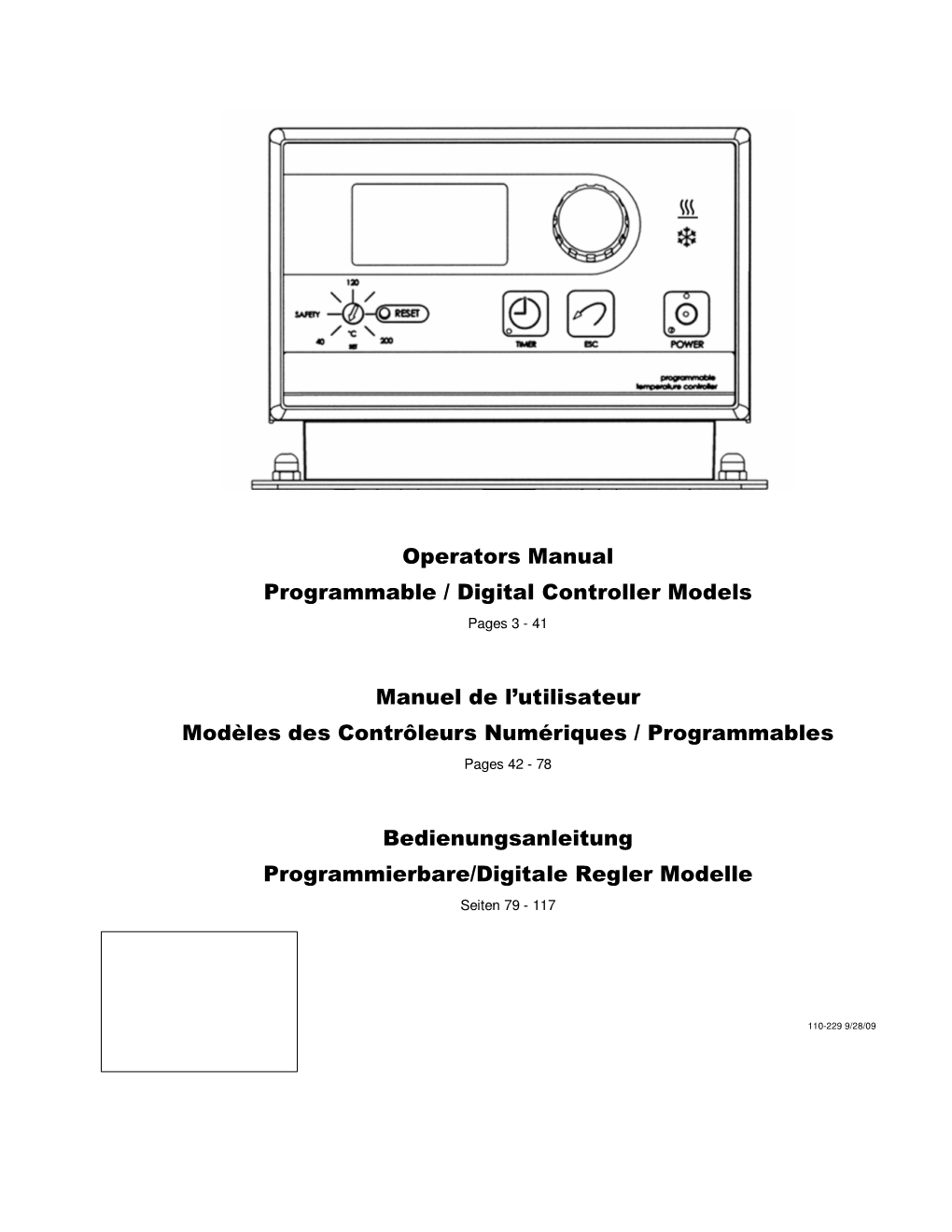 Operators Manual Programmable / Digital Controller Models Manuel