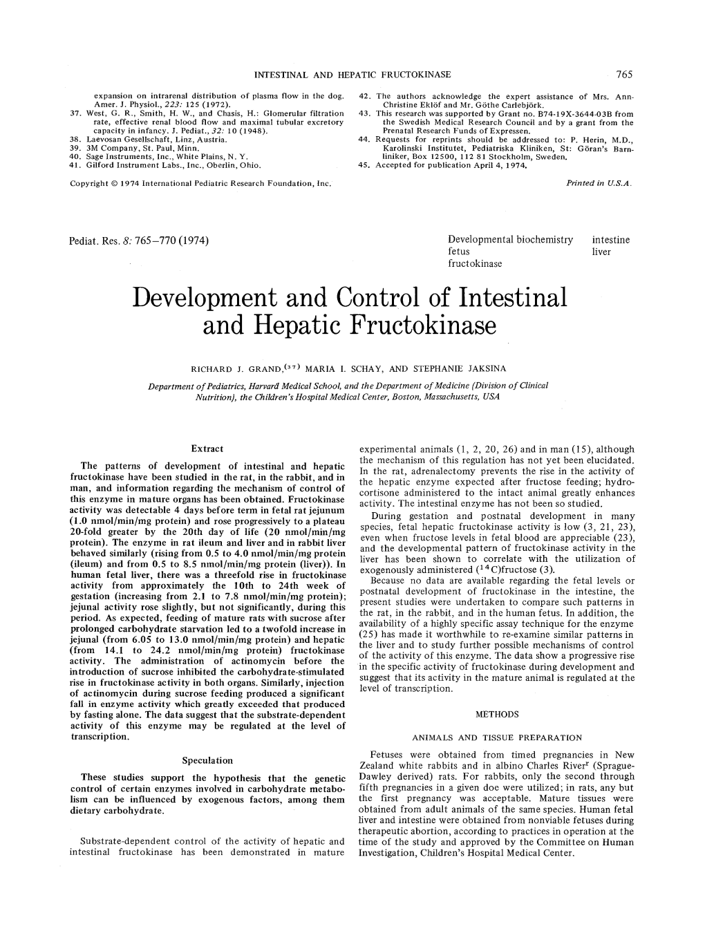 Development and Control of Intestinal and Hepatic Fructokinase