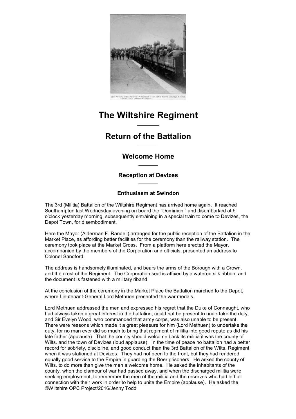 The Wiltshire Regiment ______