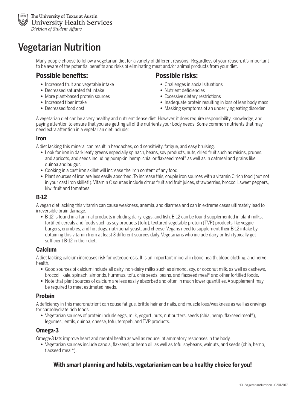 Vegetarian Nutrition (PDF)