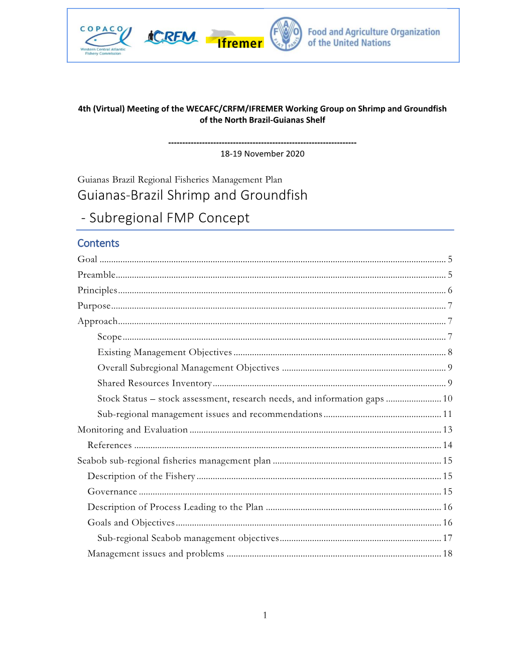 Guianas Brazil Shrimp and Groundfish Subregional FMP Concept