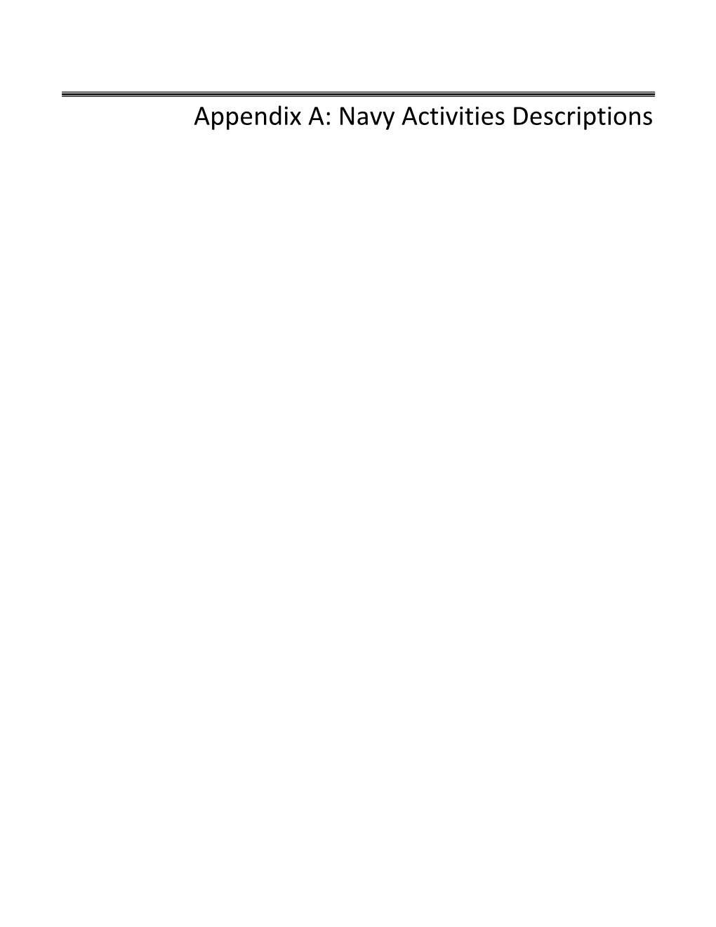 Appendix A: Navy Activities Descriptions