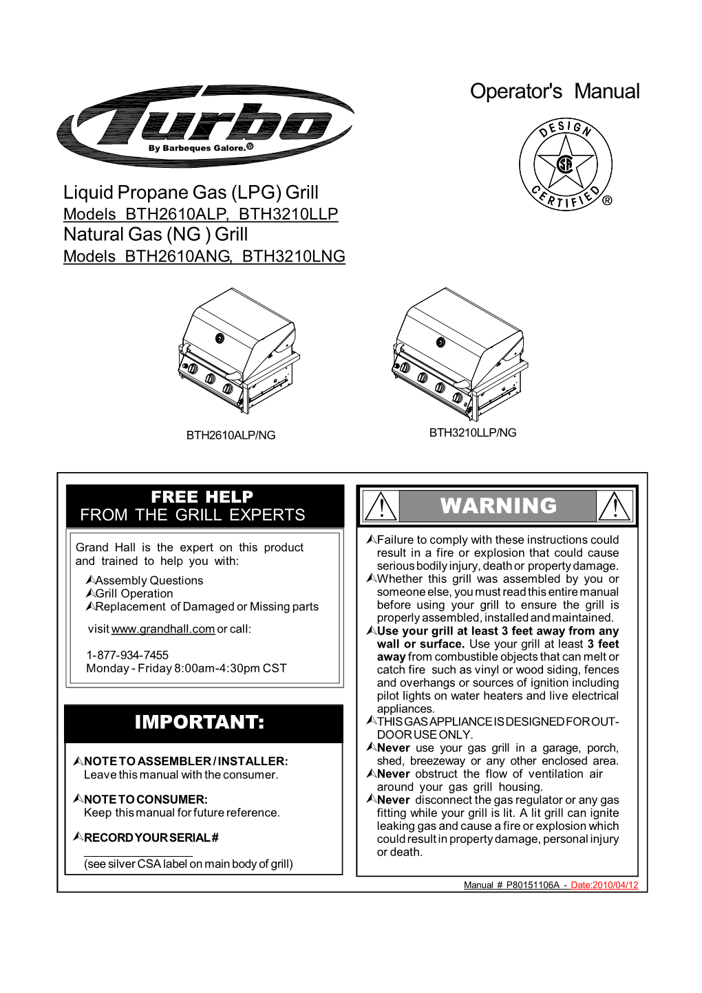 WARNING Operator's Manual