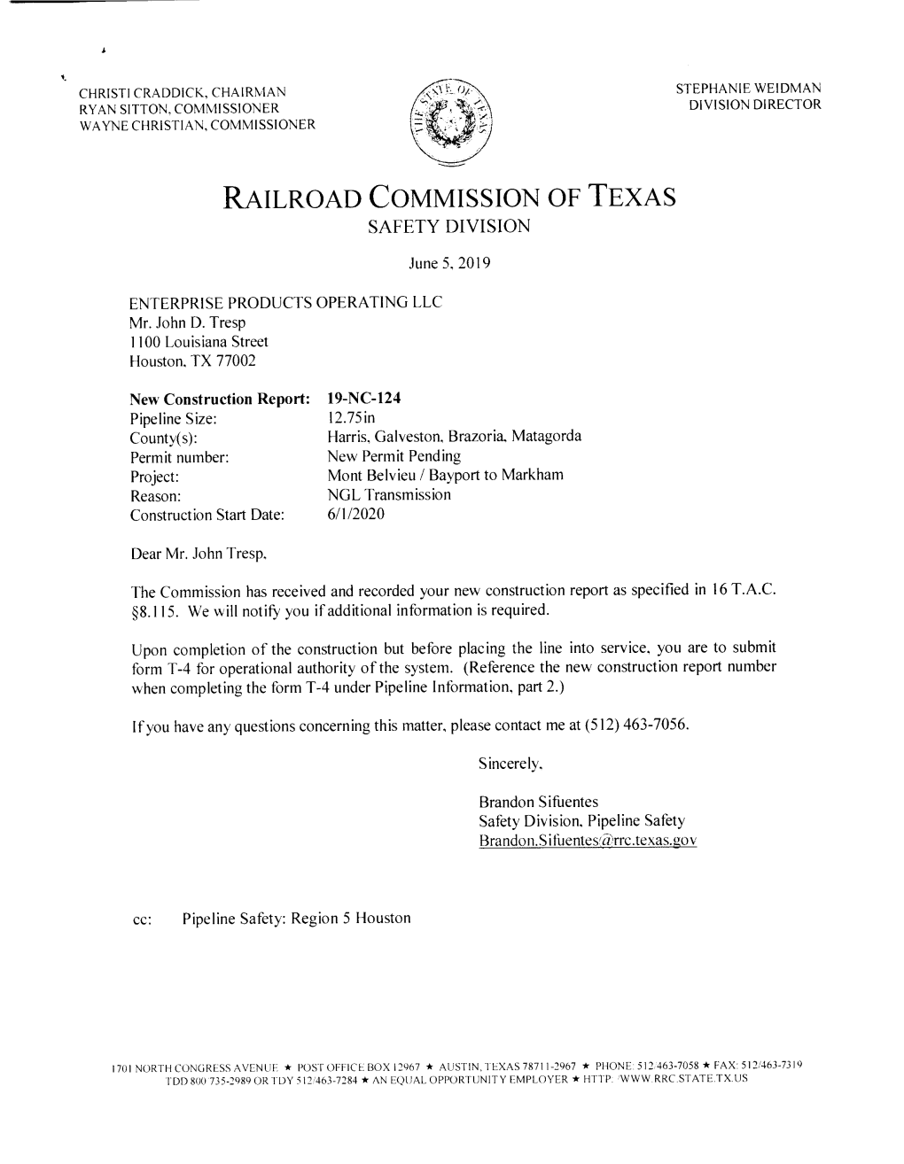 Railroad Commission of Texas SAFETY DIVISION