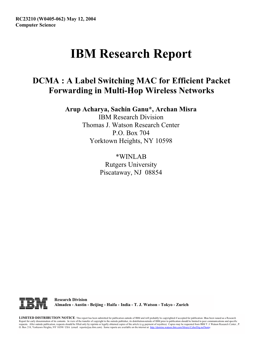 DCMA : a Label Switching MAC for Efficient Packet Forwarding in Multi-Hop Wireless Networks