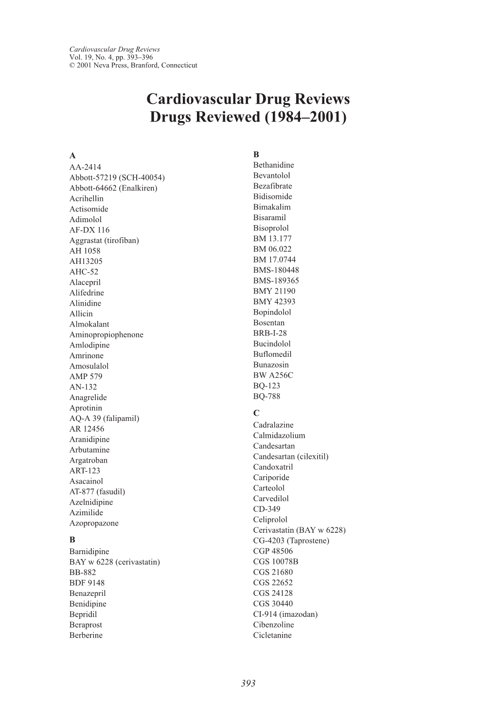 Cardiovascular Drug Reviews Vol