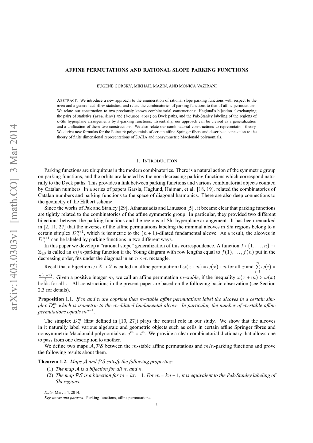 Affine Permutations and Rational Slope Parking Functions