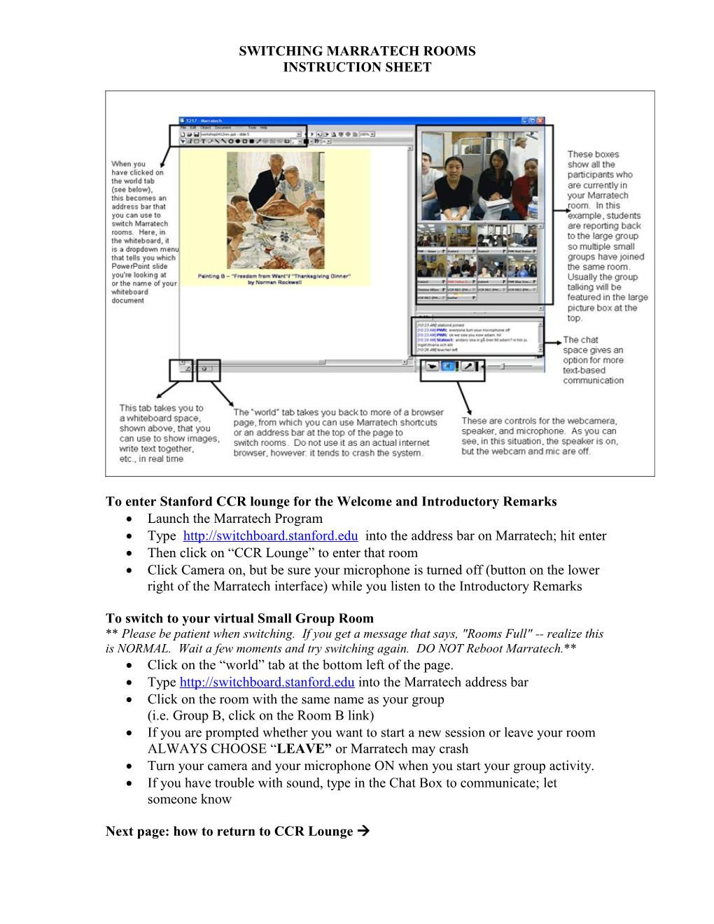 Switching Marratech Rooms Instruction Sheet