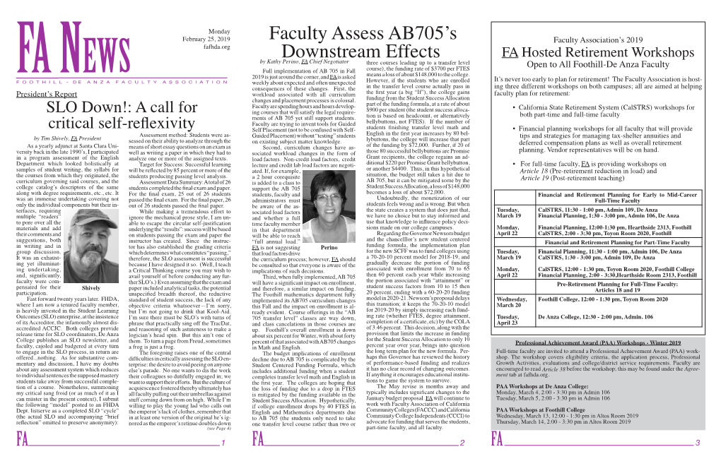 FA FA FA Faculty Assess AB705's Downstream Effects