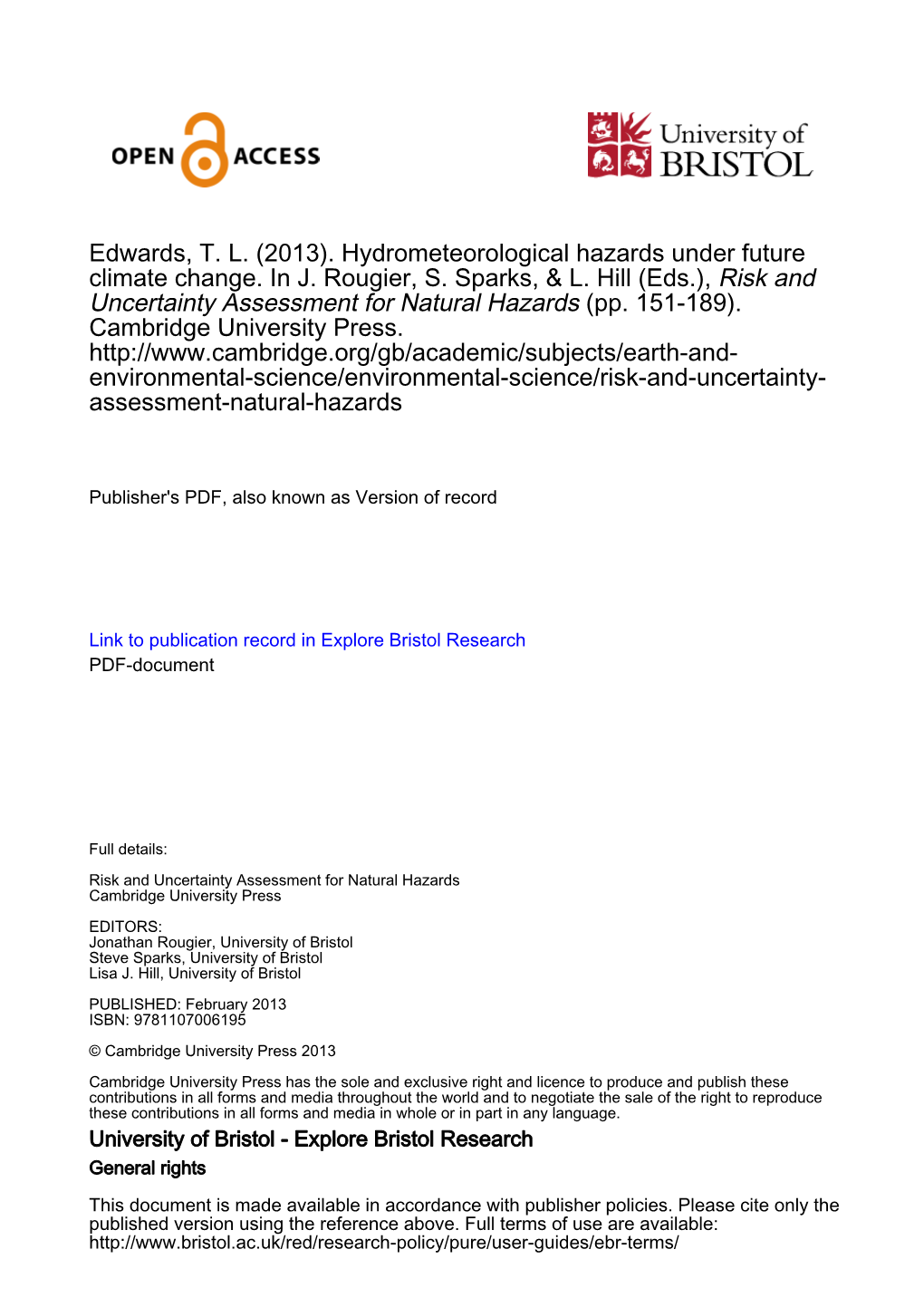 Chapter 6, Hydrometeorological Hazards Under Future Climate Change