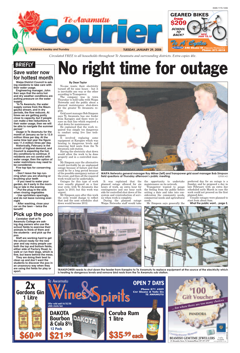 Te Awamutu Courier, Tuesday, January 29, 2008 Heartfelt Tributes for Retiring Doctor