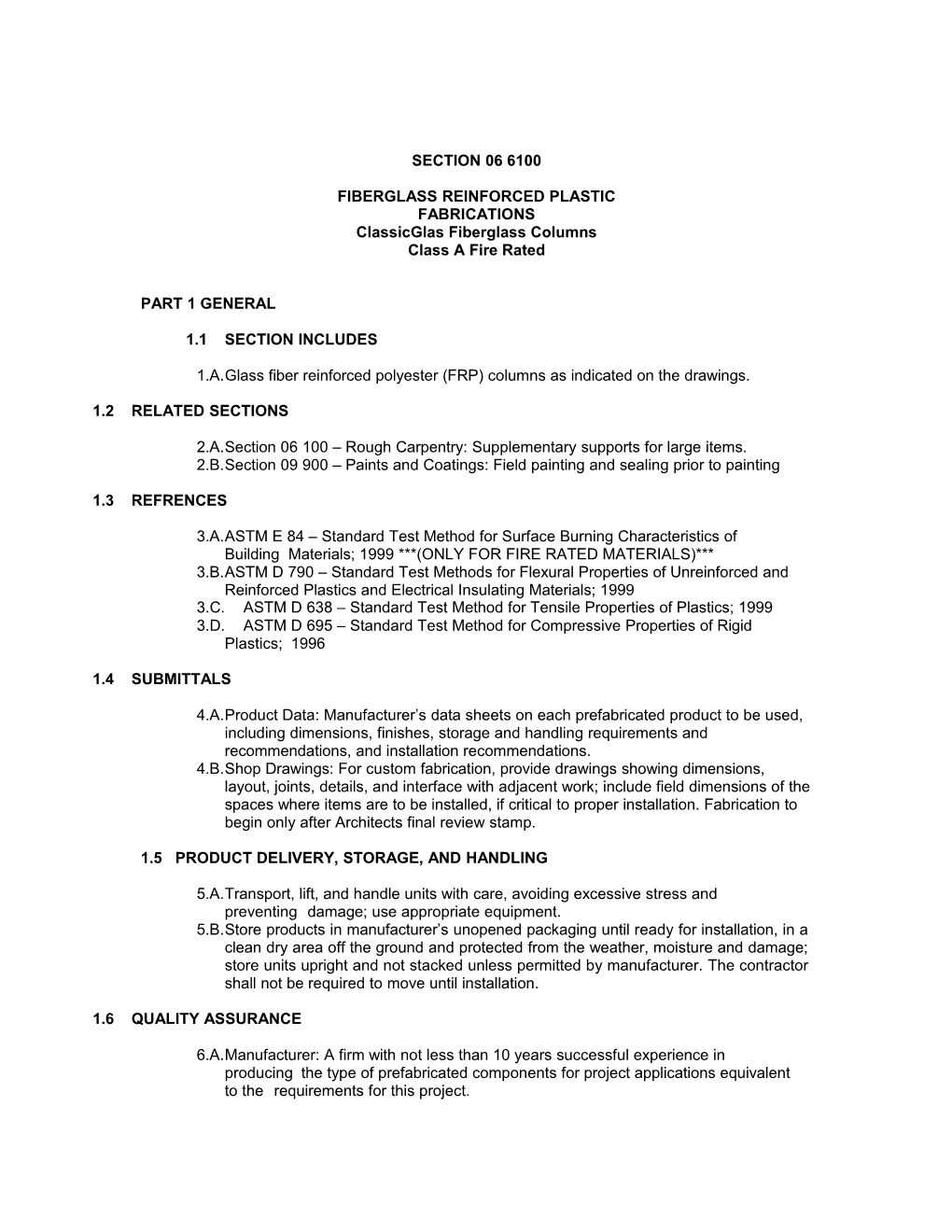 06610 - Fiberglass Reinforced Plastic Fabrications