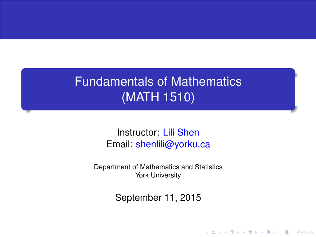 Fundamentals of Mathematics (MATH 1510)