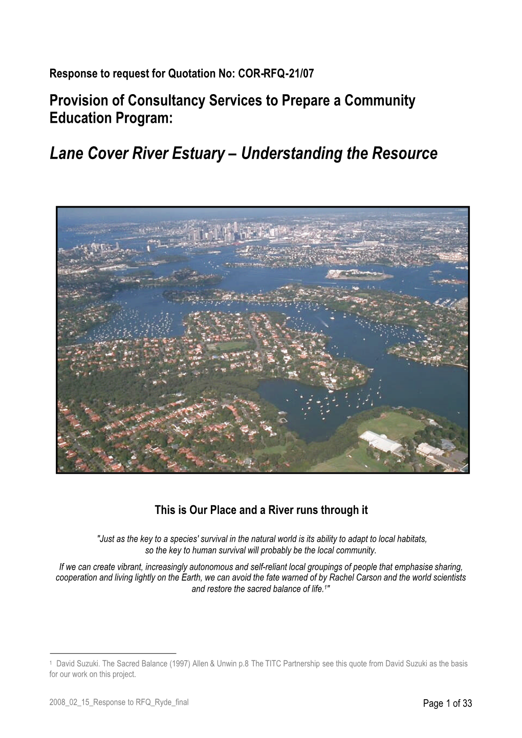 Lane Cover River Estuary – Understanding the Resource