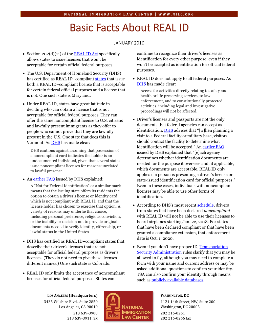 Basic Facts About REAL ID