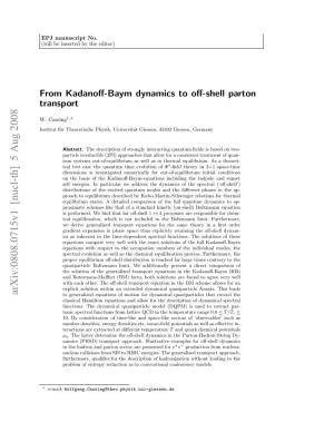 From Kadanoff-Baym Dynamics to Off-Shell Parton Transport