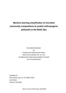 Machine Learning Classification of Microbial Community Compositions to Predict Anthropogenic Pollutants in the Baltic Sea