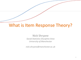 What Is Item Response Theory?