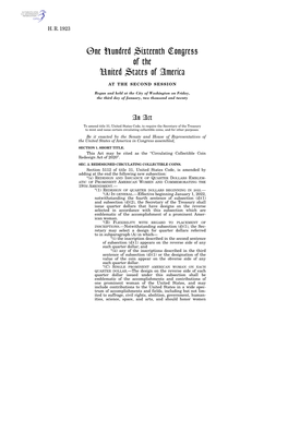One Hundred Sixteenth Congress of the United States of America