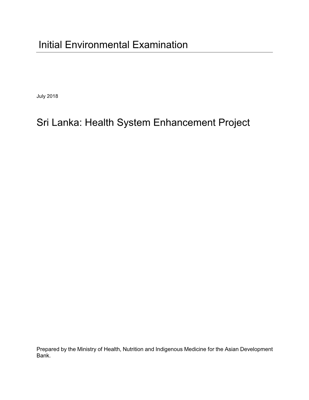 Initial Environmental Examination