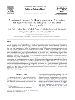 A Double-Spike Method for Kв€“Ar Measurement: a Technique for High