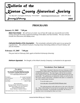 Bulletin of the Kenton County Historical Society P.O