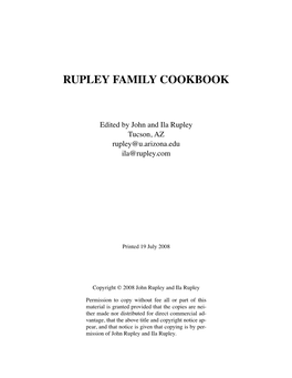 Rupley Family Cookbook