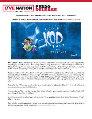 J. Cole Announces North American Kod Tour with Special Guest Young Thug