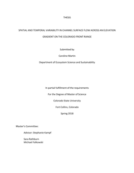 Thesis Spatial and Temporal Variability in Channel