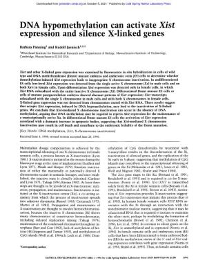 DNA Hypomethylation Can Activate Xist Expression and Silence X-Linked Genes