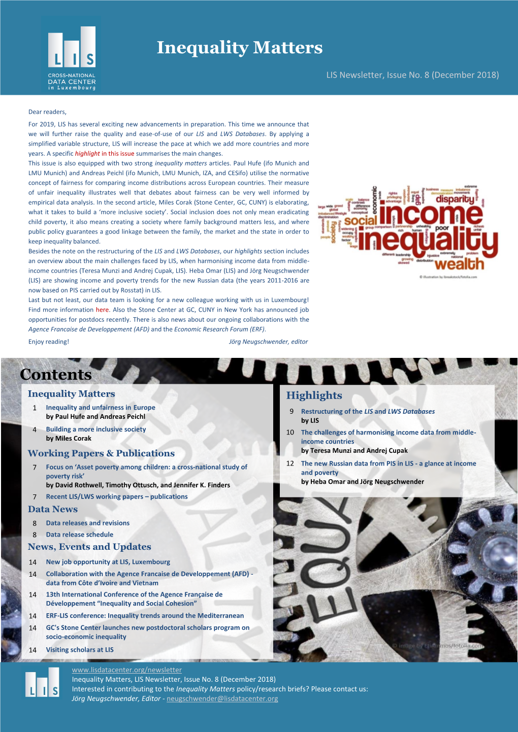 Inequality Matters LIS Newsletter, Issue No
