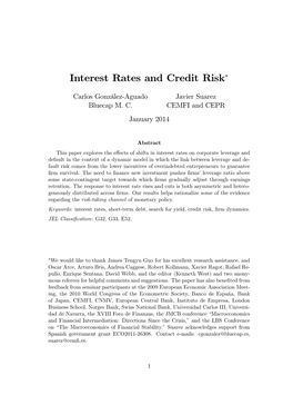 Interest Rates and Credit Risk∗