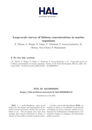 Large-Scale Survey of Lithium Concentrations in Marine Organisms F