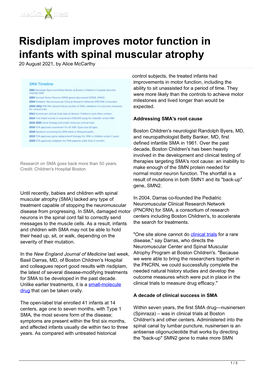 Risdiplam Improves Motor Function in Infants with Spinal Muscular Atrophy 20 August 2021, by Alice Mccarthy