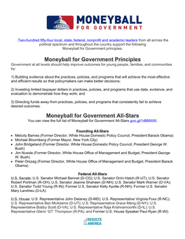 Moneyball for Government Principles Moneyball for Government All-Stars