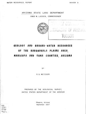 Geology and Ground-Water Resources of the Harquahala Plains Area, Maricopa and Yuma Counties, Arizona