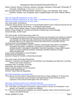 Printed: 2020/05/13 16:49 Page 1 /Users/Giovanni/Documents/Gen/Hannah20120513.Rtf "Cenl Enda Two Distinct Territories Are Mentioned