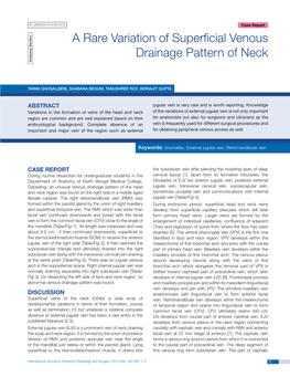 A Rare Variation of Superficial Venous Drainage Pattern of Neck Anatomy Section