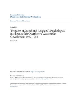 Psychological Intelligence That Overthrew a Guatemalan Government, 1952-1954 Sean Thearle