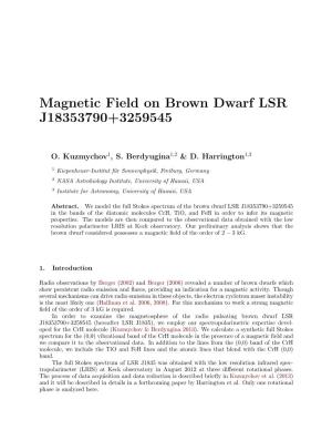 Magnetic Field on Brown Dwarf LSR J18353790+3259545