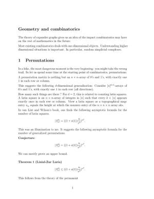Geometry and Combinatorics 1 Permutations