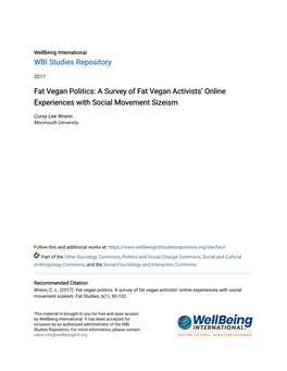 A Survey of Fat Vegan Activists' Online Experiences with Social Movement
