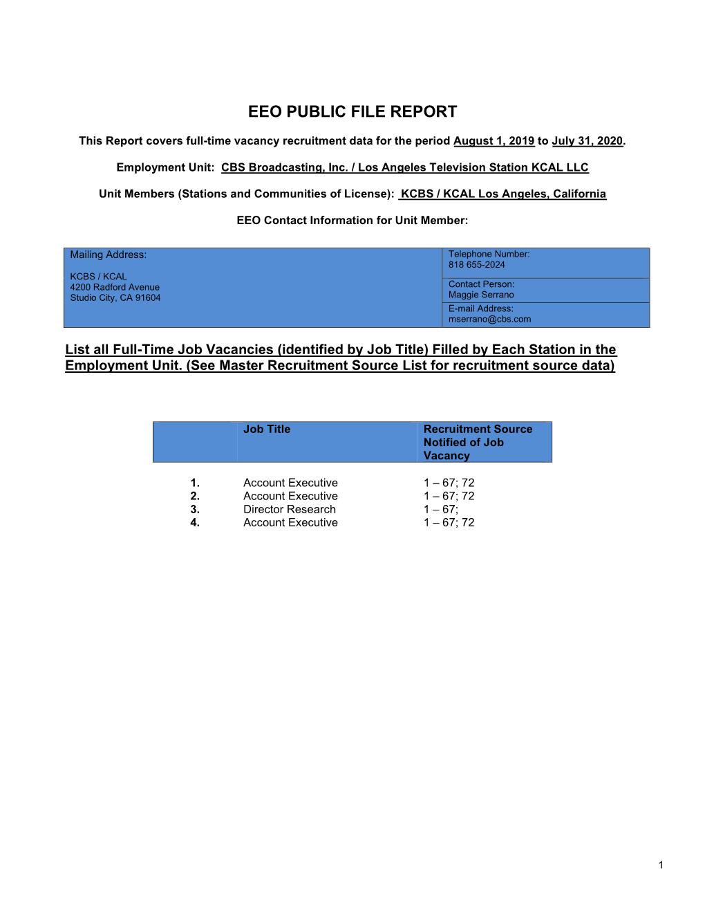 KCBS-KCAL-EEO-Public-File-Report