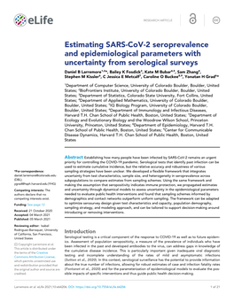 Estimating SARS-Cov-2 Seroprevalence And