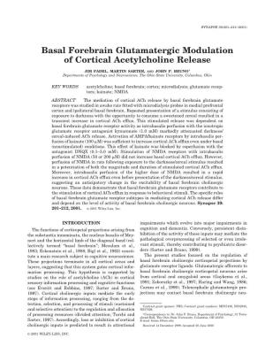Basal Forebrain Glutamatergic Modulation of Cortical Acetylcholine Release